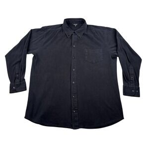 J Peterman Shirt Mens XL Black Heavy Cotton Flannel Button Down